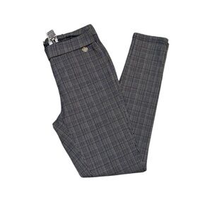 Tommy Hilfiger Plaid Slim Ankle Pants Size 6  Grey Stretch Career Trousers